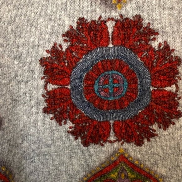 Princess Goes Hollywood wool yak grey sweater Small oversize colourful mandalas - Picture 7 of 10